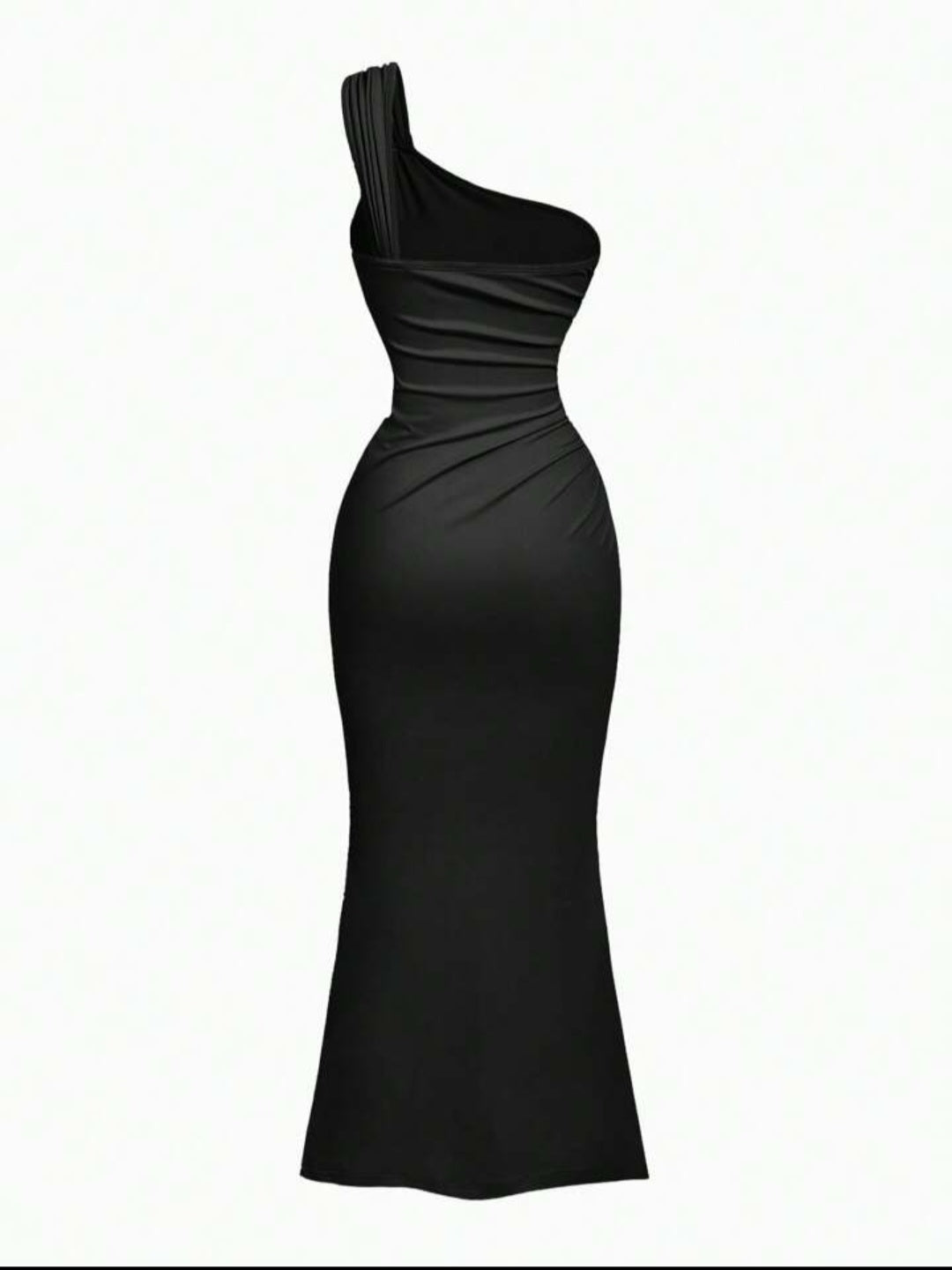 Elegant Black One-Shoulder Maxi Dress